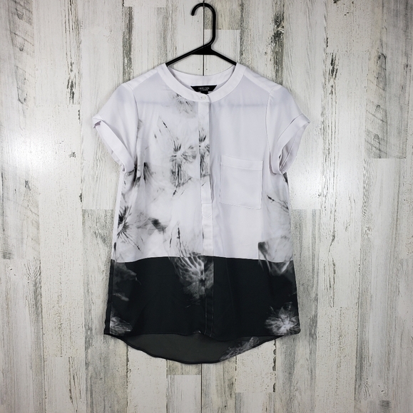 Simply Vera Vera wang sheer black and white short sleeve top women's size XS - Picture 1 of 11
